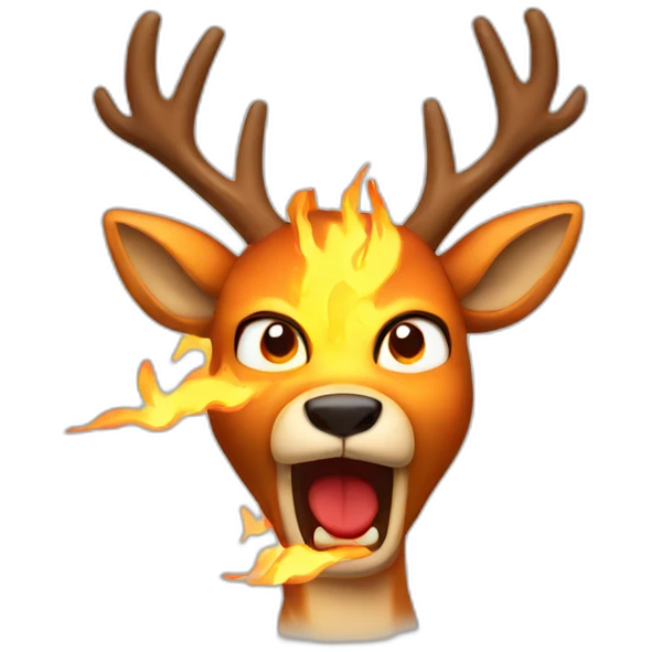 Cartoon deer angry in fire emoji