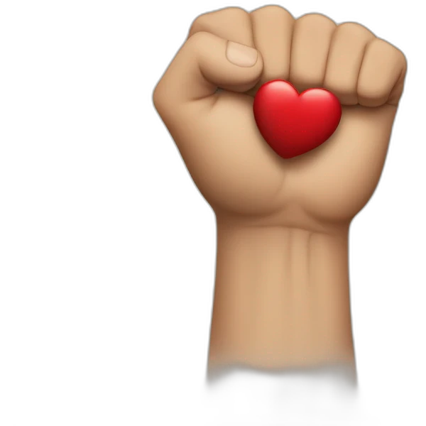 clenched fist grabbing a heart emoji