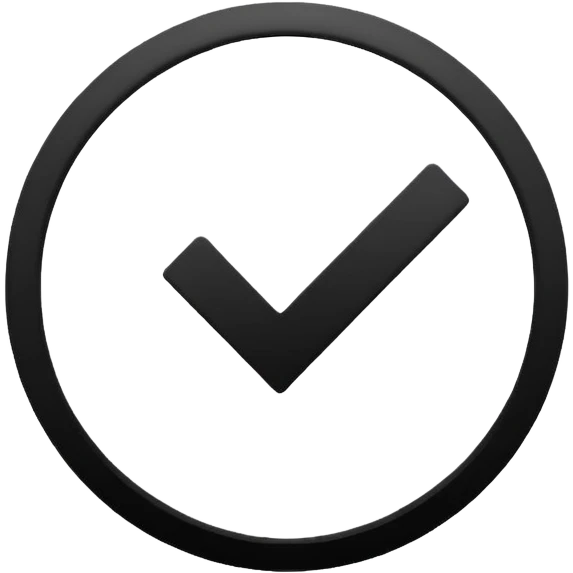 Black circle with a check mark on it emoji