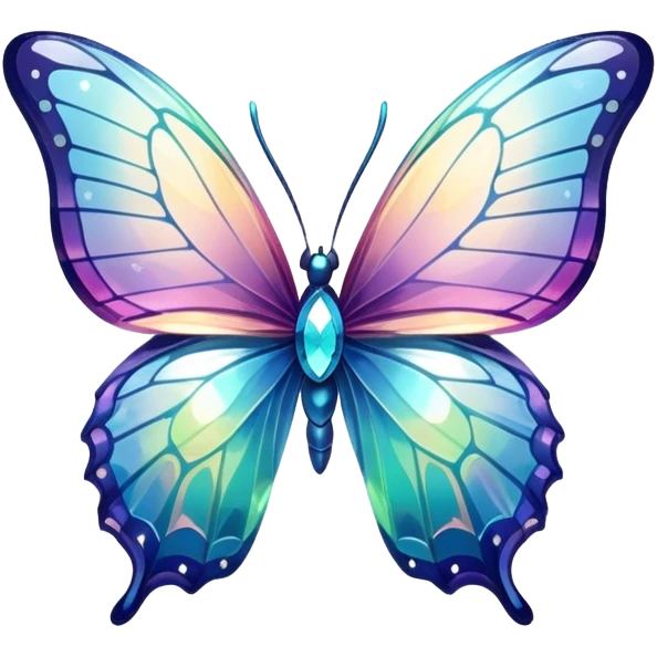 Shiny sparkly glass crystal butterfly emoji