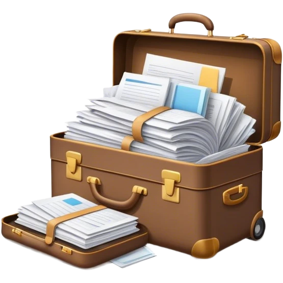 luggage bursting with a lot of documents and papers emoji