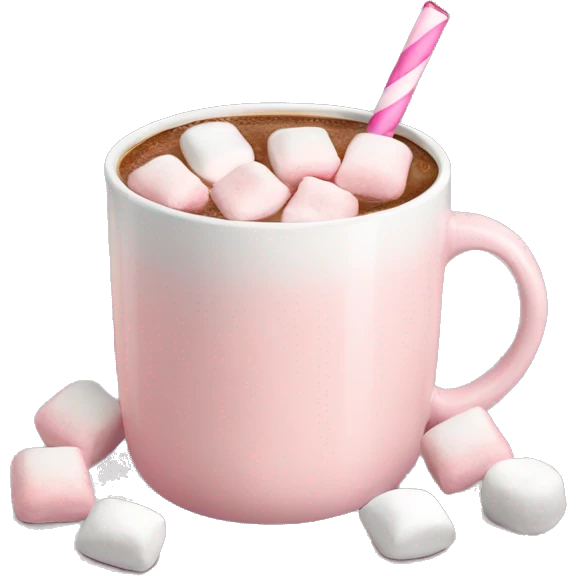 Light Pink mug of hot chocolate with marshmallows  emoji