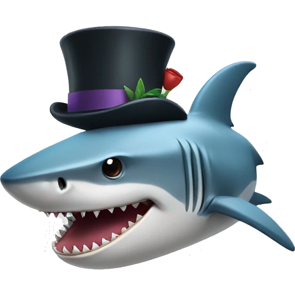 Shark with a top hat emoji