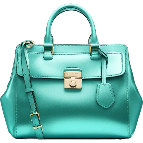 Realistic isolated metallic tiffany blue Michael Kors satchel purse.  emoji