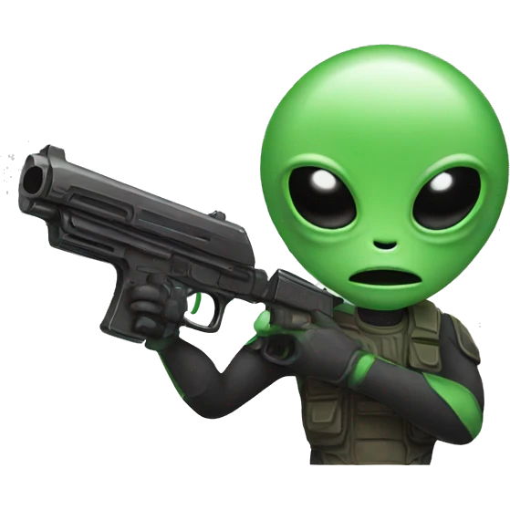 alien with gun emoji