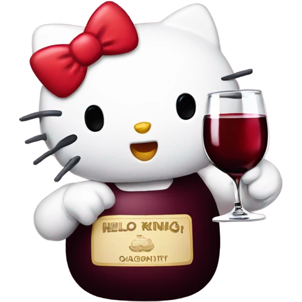 Hello Kitty drinking red wine emoji