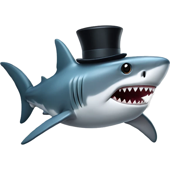 Shark with a top hat emoji
