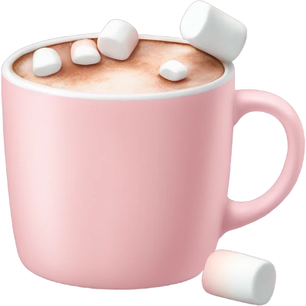 Light Pink mug of hot chocolate with marshmallows  emoji