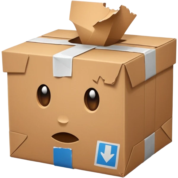 Generate a realistic emoji-style of a package being damaged emoji