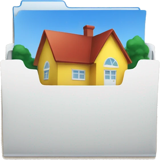 a folder of documents with a picture of a house on it emoji