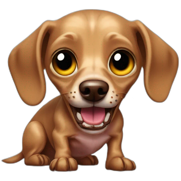 A fawn colored dachshund as a zombie emoji