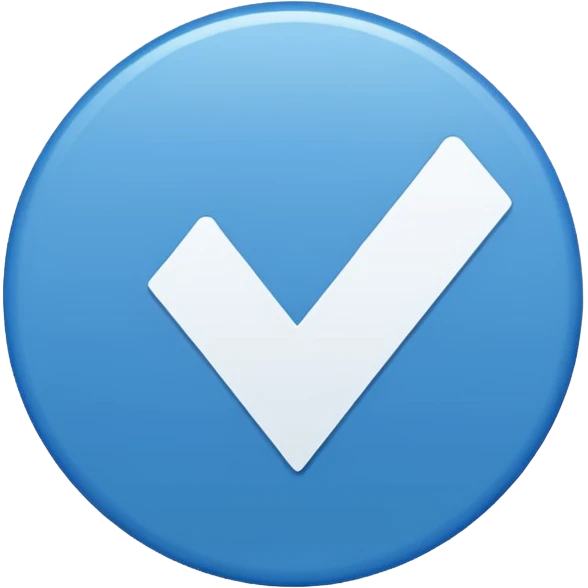 A blue circle entered by a white check mark emoji