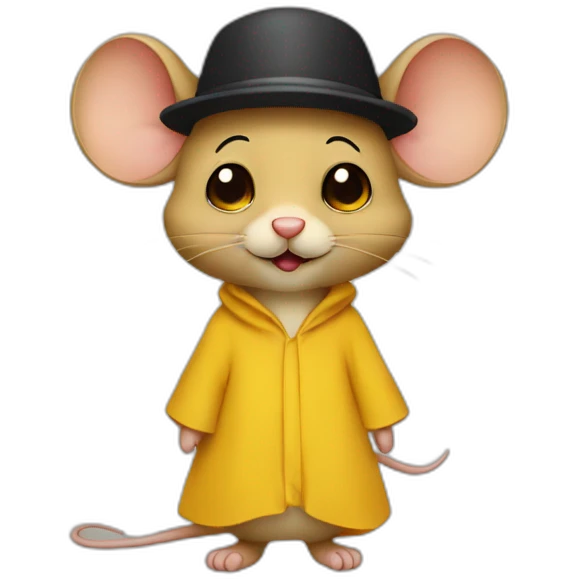 Jerry Mouse with mustache and hat yellow Abaya emoji