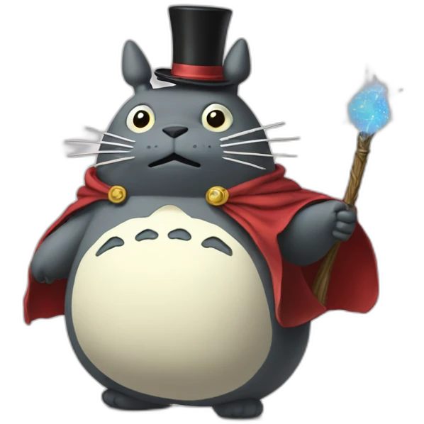 Totoro with magician cloak and wand emoji
