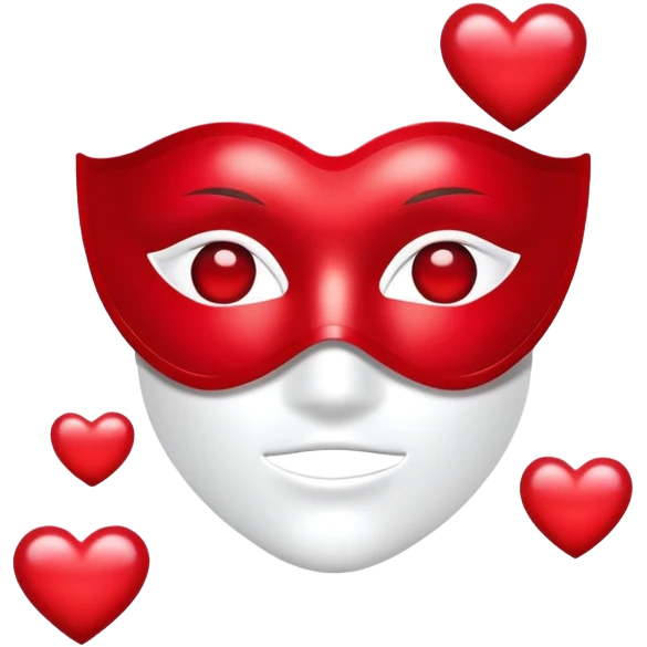 red mask over eyes with hearts emoji