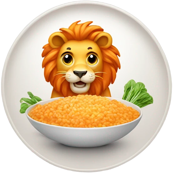 Orange Lion in a round shape eating risotto  emoji