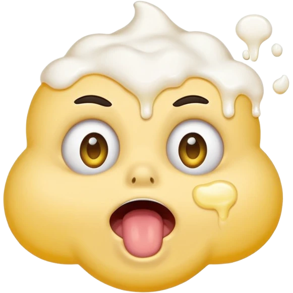 yellow circle with eyes up and mouth open, puking white foam emoji