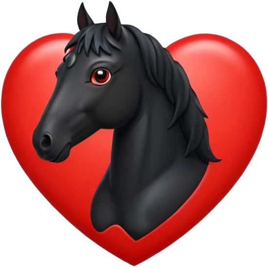 Black Horse centered within a red heart emoji emoji