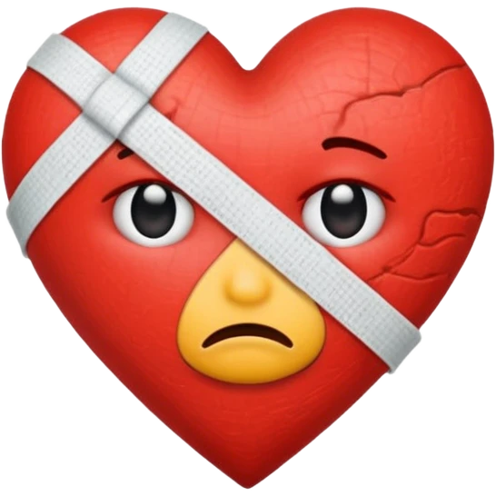 heart with a bandage and frown, pain point concept, emoji style emoji