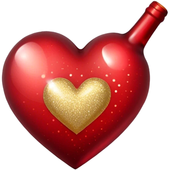 Wine heart with glitter gold emoji