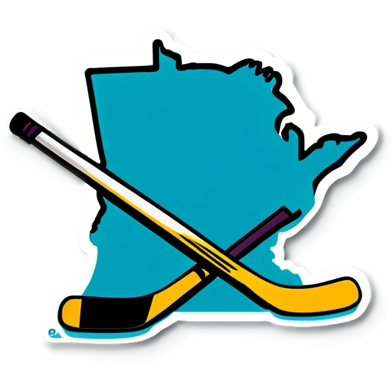 Outline of Minnesota also with hockey sticks  emoji
