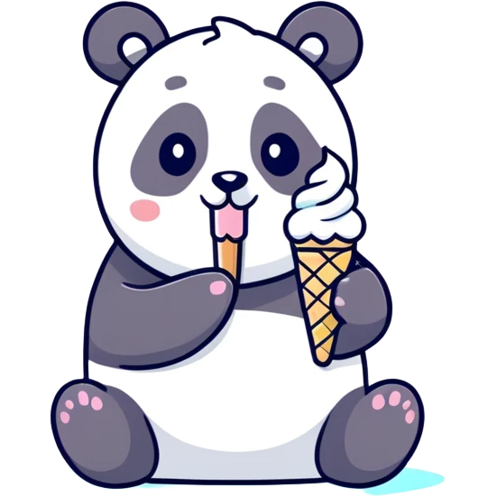 Panda eating ice cream emoji