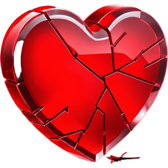 broken heart, minimalistic 3d red neon glowing transparent emoji