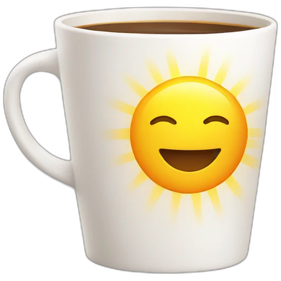 coffee cup with sunshine emoji