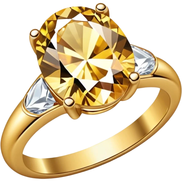 a luxurious gold diamond ring, plain band and large oval diamond stone emoji