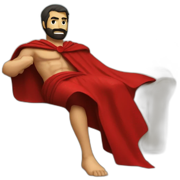 The Spartan Leonidas and his red cape with a relaxing cocktail on a sofa. emoji