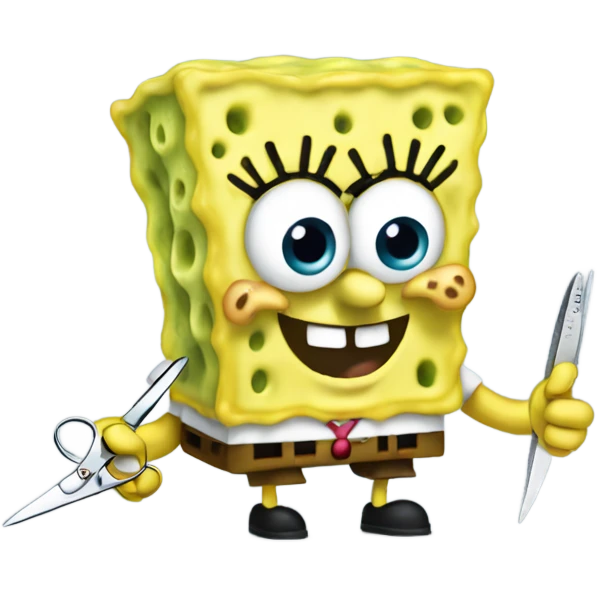 SpongeBob with scissors  emoji