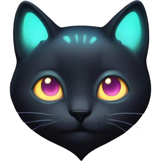 Dark iridescent cat heart glowing emoji