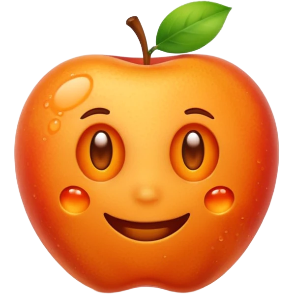 Apple-style emoji. Cute, smiling, glowing orange stem cell with small protrusions. White background. emoji