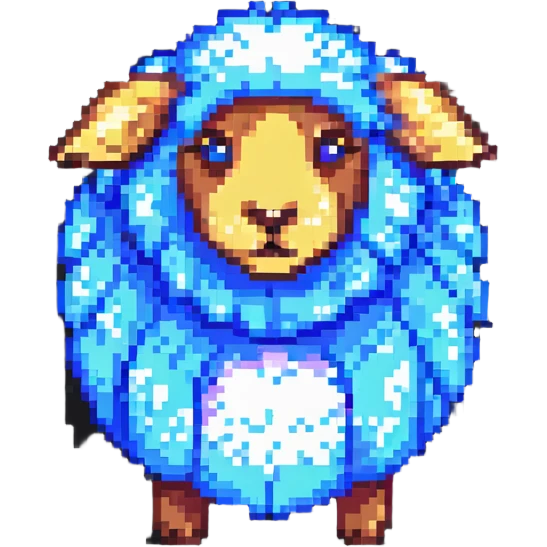 a fluffy sheep, pixel art style emoji