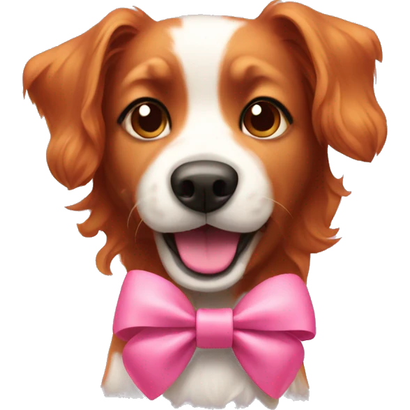 red haired dog with a pink bow  emoji