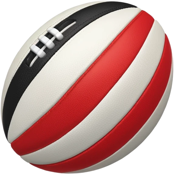 australian rules football ball with  equal sized horizontal black, red, white, stripes emoji
