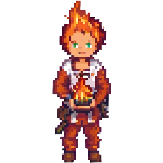 a boy and fire emoji