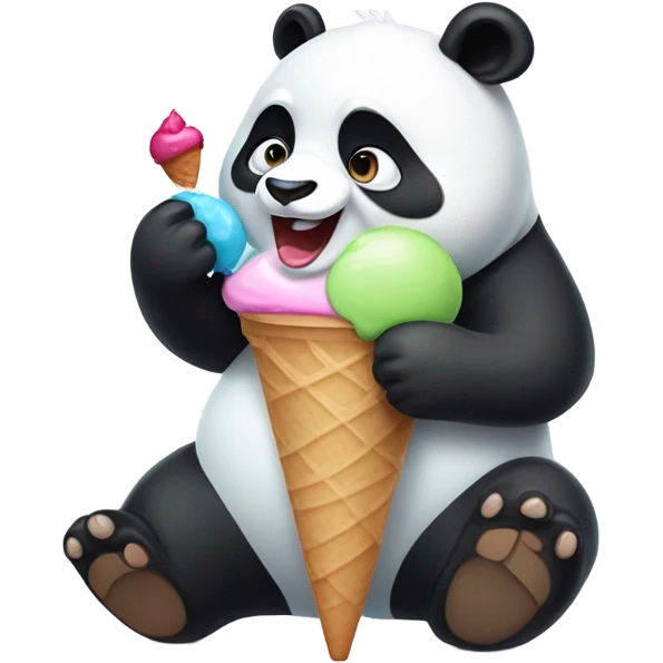 Panda eating ice cream emoji