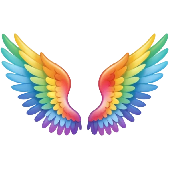 Simple tiny rainbow angel wings. Simple cute small left and right rainbow angel wings. Only wings. emoji