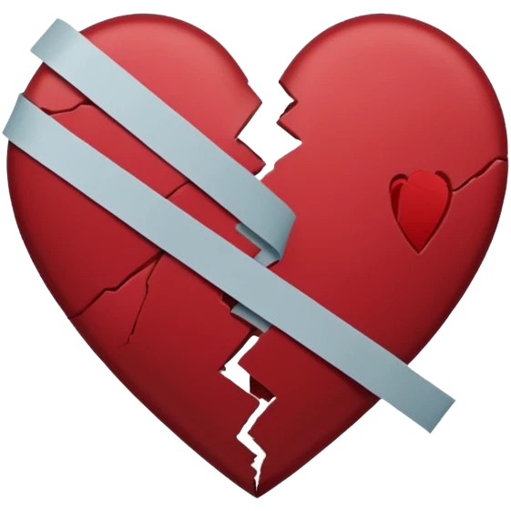 a dark red broken heart taped a little tape band emoji