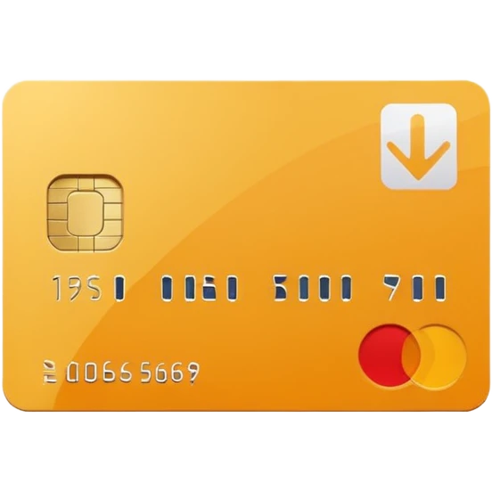 Apple style emoji of a credit card with a check mark, minimalistic, clean design, flat colors emoji