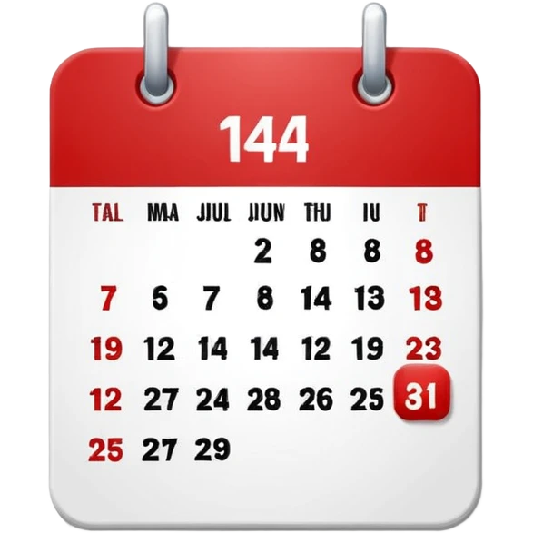 red and white calendar with the number "14" emoji