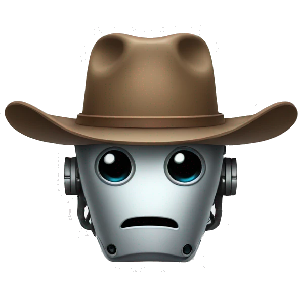 Sad robot with a cowboy hat emoji