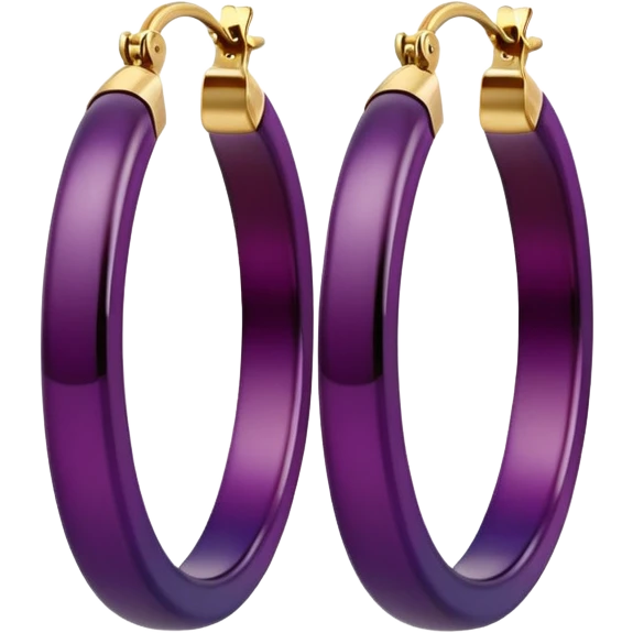  colorshifting dark plum to 14K gold, creative, realistic, side view, large size hoop earrings
 emoji