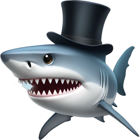 Shark with a top hat emoji
