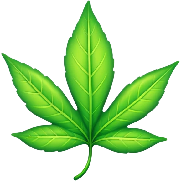 A neon green leaf emoji, iPhone emoji style, glossy and smooth, cartoonish, vibrant neon green color, high detail, simple and cute design, isolated on white background, centered c

 emoji