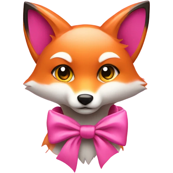 Pink fox with a bow  emoji