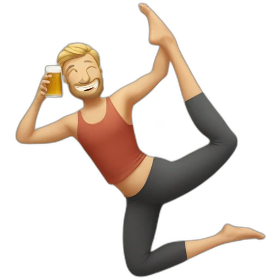 Yoga buvant une biere emoji