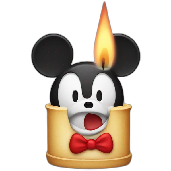 Mickey mouse with a candle emoji