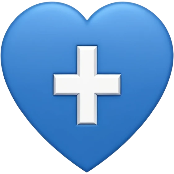 Minimal medical AI logo emoji, heart or shield shape, broken ECG line stylized as letters AI, flat vector style, clean modern healthcare design, blue and white, trustworthy, simple emoji